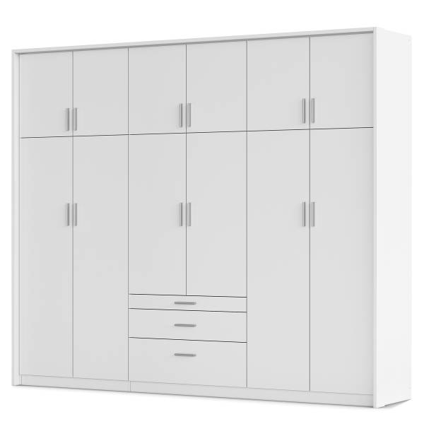 Drehtürenschrank Hildesheim Passepartout Alpinweiß - Breite: 275 cm - Ohne Spiegeltür/-en