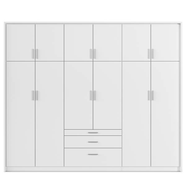 Drehtürenschrank Hildesheim Passepartout Alpinweiß - Breite: 275 cm - Ohne Spiegeltür/-en