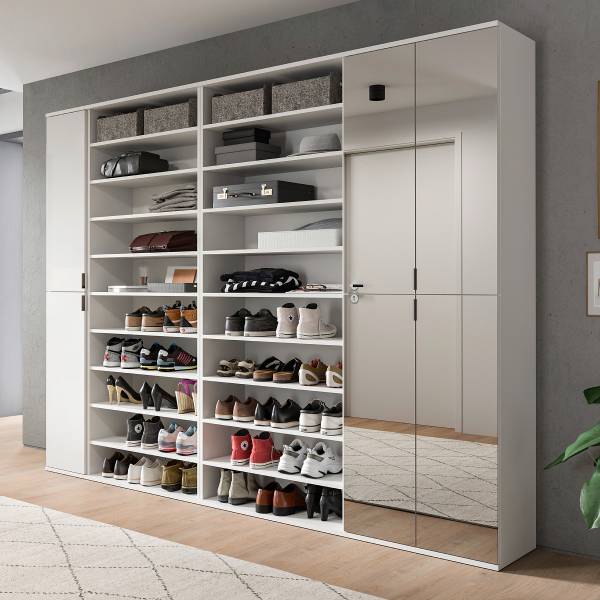 Schuhschrank Idom XL Hochglanz Weiß / Matt Weiß - Breite: 232 cm