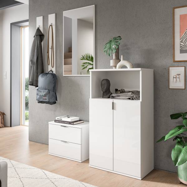 Garderobenset Idom 5-teilig Kombi F Hochglanz Weiß / Matt Weiß