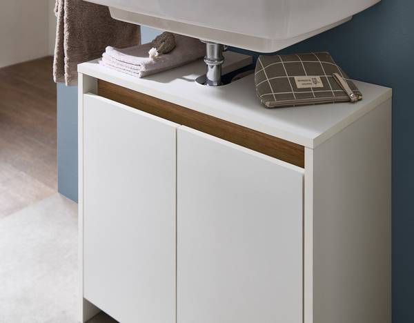 Salle de bain Quickset 100 - 5 éléments Blanc matt / Imitation chêne Riviera