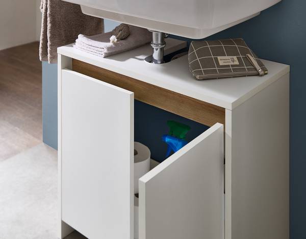 Salle de bain Quickset 100 - 5 éléments Blanc matt / Imitation chêne Riviera