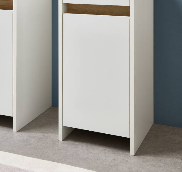 Salle de bain Quickset 100 - 5 éléments Blanc matt / Imitation chêne Riviera