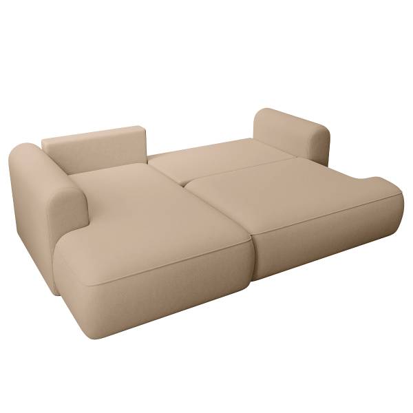 Divano letto angolare OVO B Velluto Cassie: beige marrone - Longchair preimpostata a sinistra