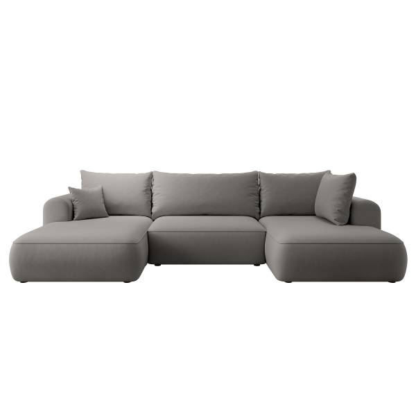 Wohnlandschaft OVO mit Schlaffunktion Samt Cassie: Graubraun - Longchair davorstehend rechts
