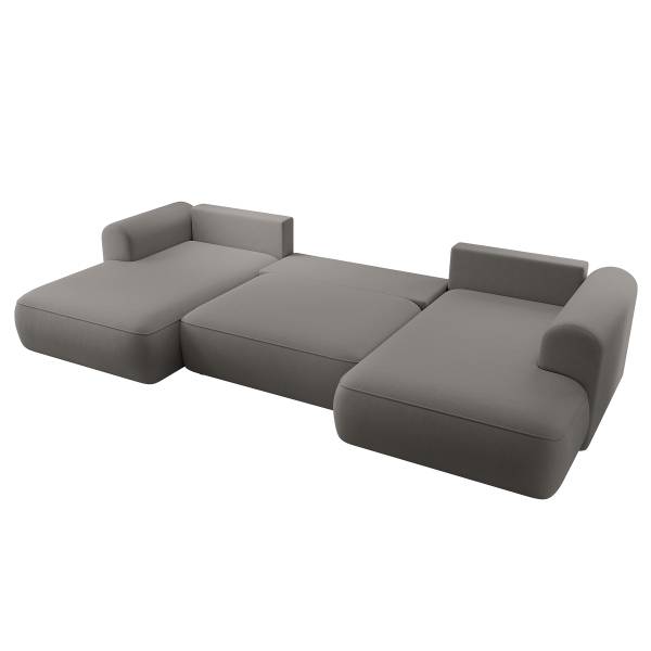 Wohnlandschaft OVO mit Schlaffunktion Samt Cassie: Graubraun - Longchair davorstehend rechts