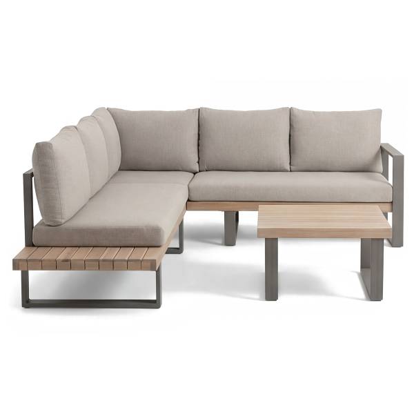 Loungeset Riva 3-teilig Akazie massiv / Polypropylen - Akazie Hell / Beige
