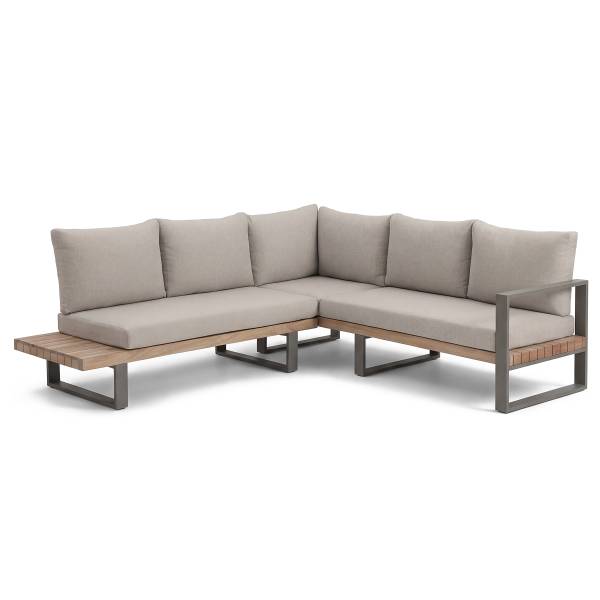 Loungeset Riva 3-teilig Akazie massiv / Polypropylen - Akazie Hell / Beige