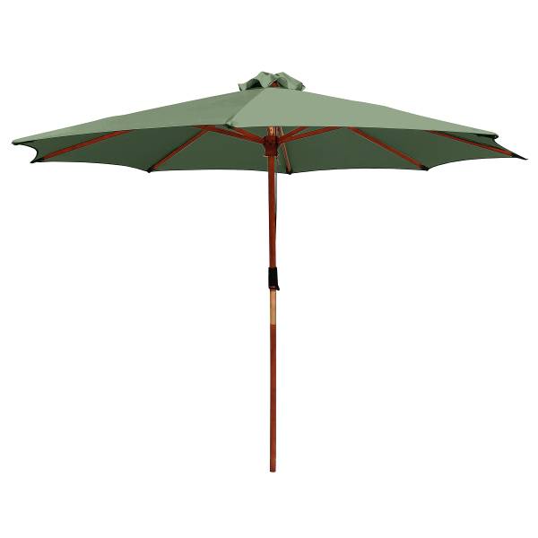 Sonnenschirm Sombrilla Eukalyptus massiv / Polyester - Salbei - Durchmesser: 300 cm