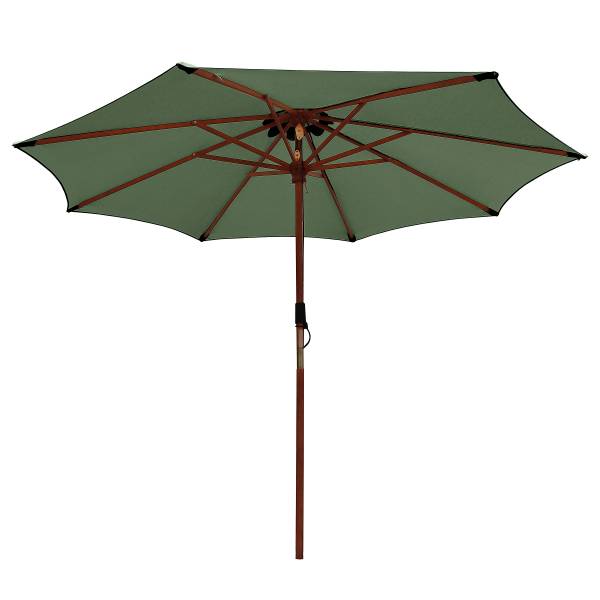 Sonnenschirm Sombrilla Eukalyptus massiv / Polyester - Salbei - Durchmesser: 300 cm