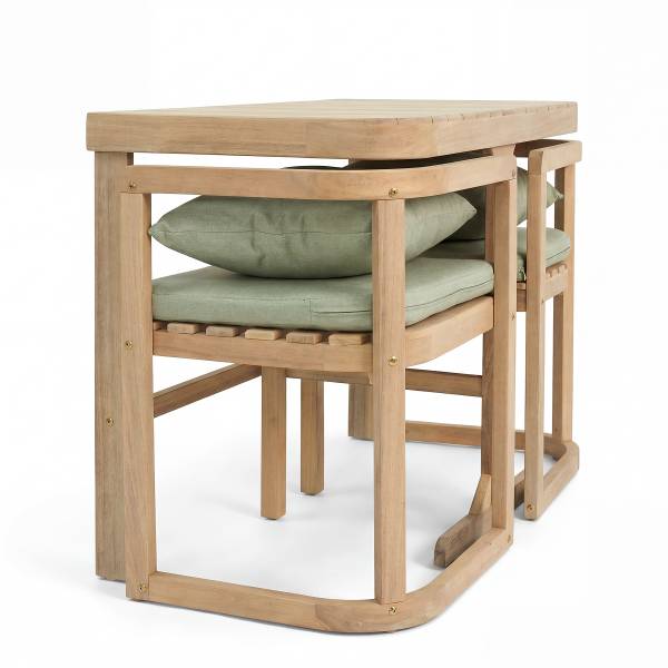 Balkonset Jano 3-teilig Akazie massiv / Webstoff - Braun / Grün
