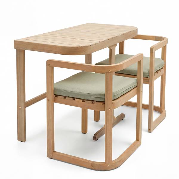 Balkonset Jano 3-teilig Akazie massiv / Webstoff - Braun / Grün