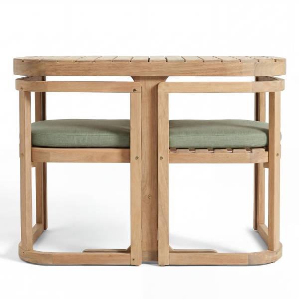 Balkonset Jano 3-teilig Akazie massiv / Webstoff - Braun / Grün