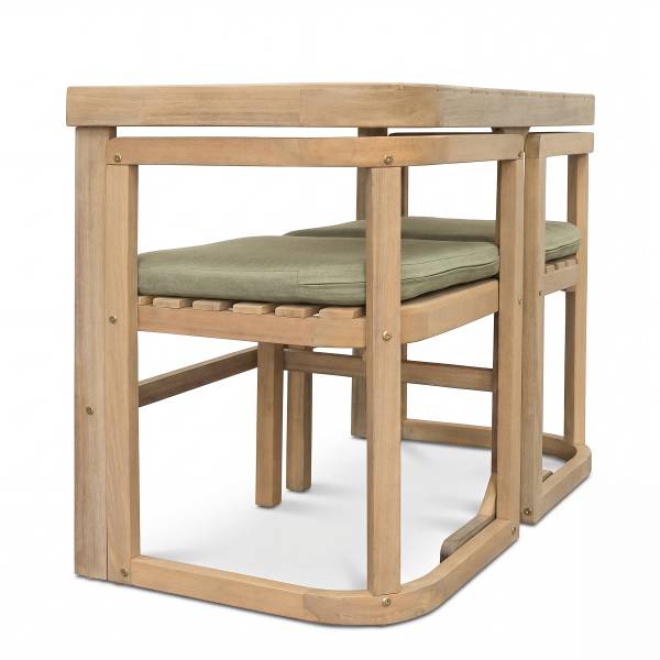 Balkonset Jano 3-teilig Akazie massiv / Webstoff - Braun / Grün