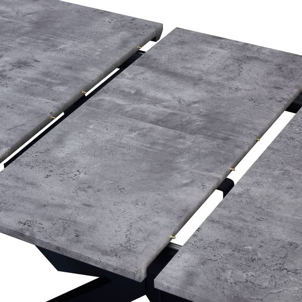 Ausziehbarer Esstisch SALEIT Beton Dekor / Schwarz