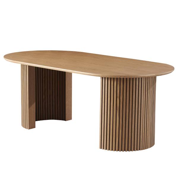 Table de salle à manger plaquée FEISEI Placage en bois véritable - Chêne