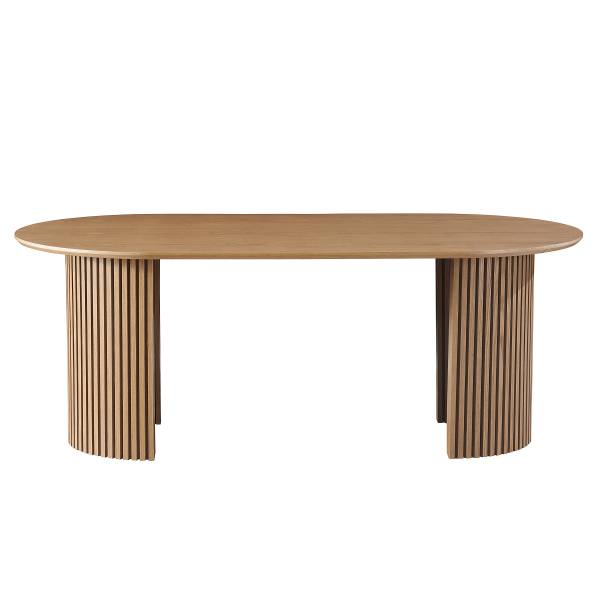 Table de salle à manger plaquée FEISEI Placage en bois véritable - Chêne
