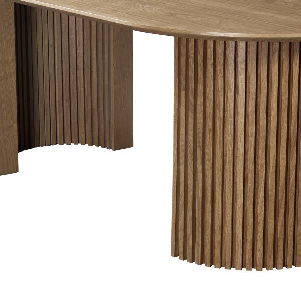 Table de salle à manger plaquée FEISEI Placage en bois véritable - Chêne