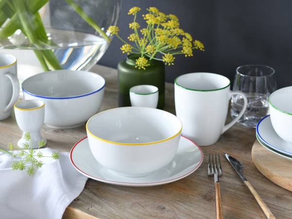 Frühstücksset Luna Color Line Porzellan - Weiß / Mehrfarbig