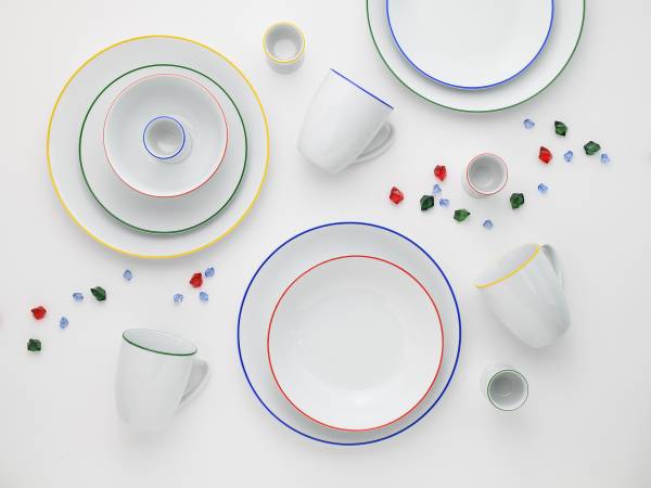 Frühstücksset Luna Color Line Porzellan - Weiß / Mehrfarbig