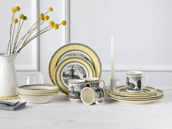 Service combiné Moulin à vent Faïence - Jaune