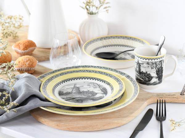 Service combiné Moulin à vent Faïence - Jaune