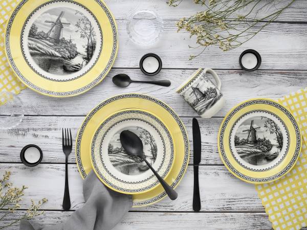 Service combiné Moulin à vent Faïence - Jaune