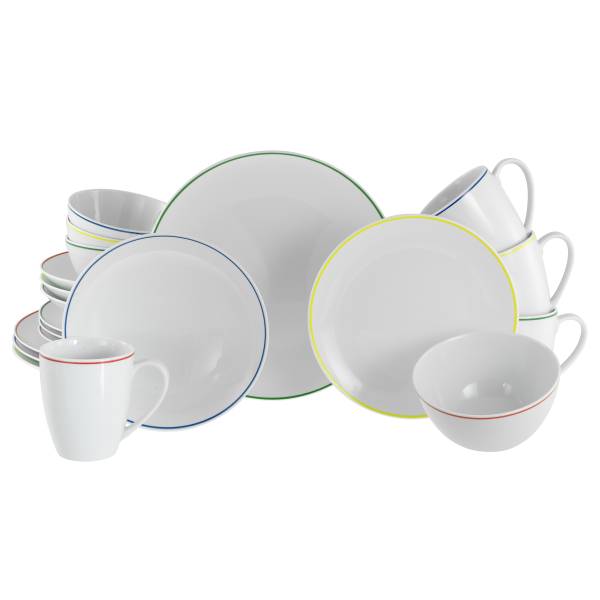 Kombiservice Luna Color Line Porzellan - Weiß / Mehrfarbig - 20-teilig