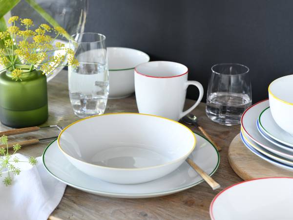 Kombiservice Luna Color Line Porzellan - Weiß / Mehrfarbig - 20-teilig