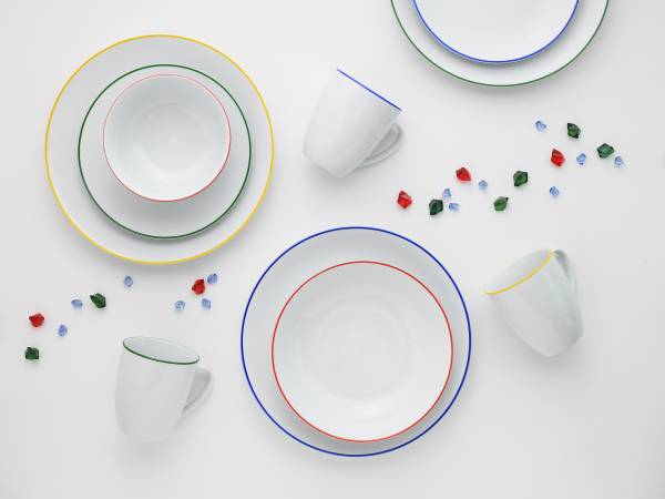 Kombiservice Luna Color Line Porzellan - Weiß / Mehrfarbig - 20-teilig