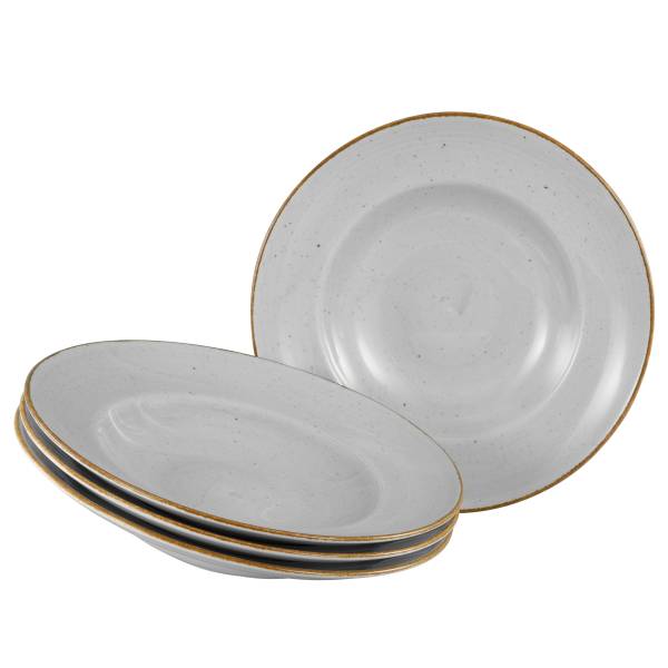 Assiette à pâtes Vintage Nature Porcelaine - Gris minéral