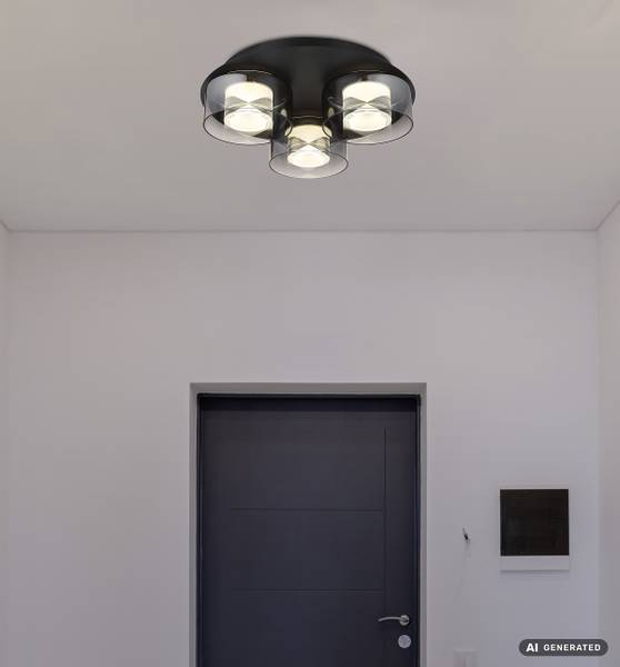 Lampada da soffitto LED Kuren Vetro fumè / Ferro - 1 punto luce