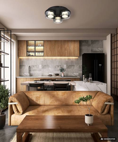Lampada da soffitto LED Kuren Vetro fumè / Ferro - 1 punto luce