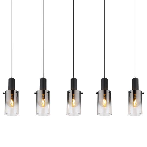 Pendelleuchte Zyla Rauchglas / Eisen - 5-flammig