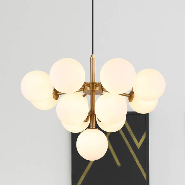 Pendelleuchte Luvix Opalglas / Eisen - 13-flammig