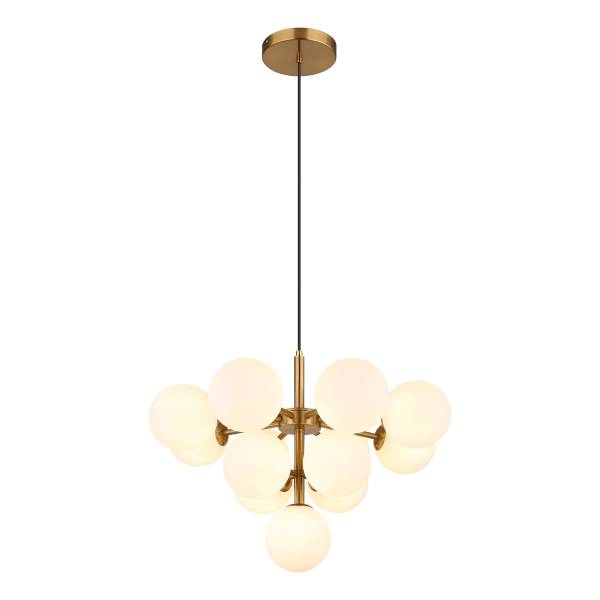 Pendelleuchte Luvix Opalglas / Eisen - 13-flammig