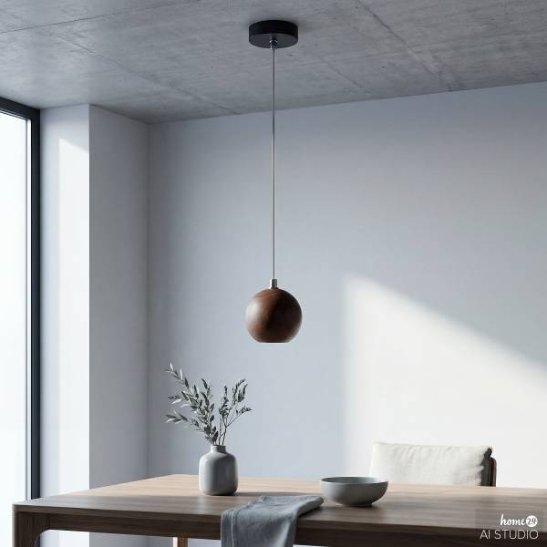 Lampada a sospensione FARIN Pino massello / Ferro - 1 punto luce - Marrone