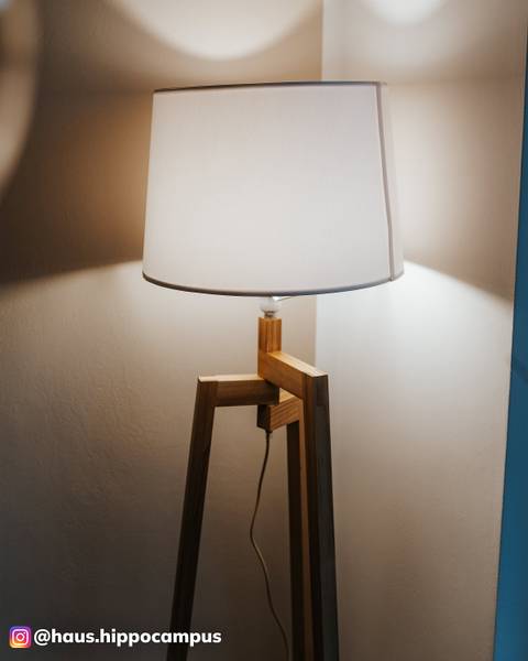 Lampada da terra PRYLO Tessuto / Pino massello - 1 punto luce