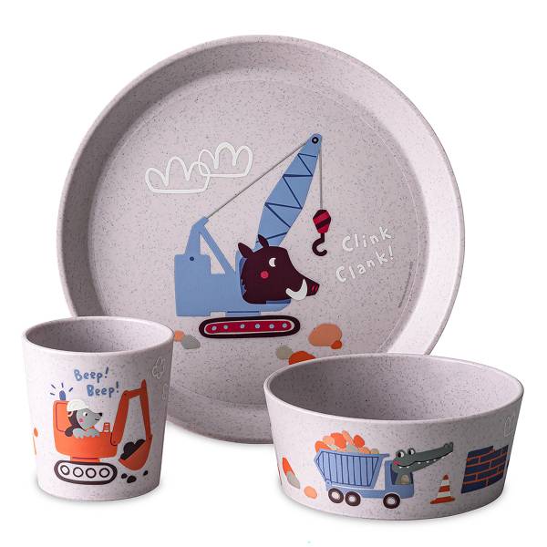 Ontbijtset Connect Trucks polypropeen - grijs