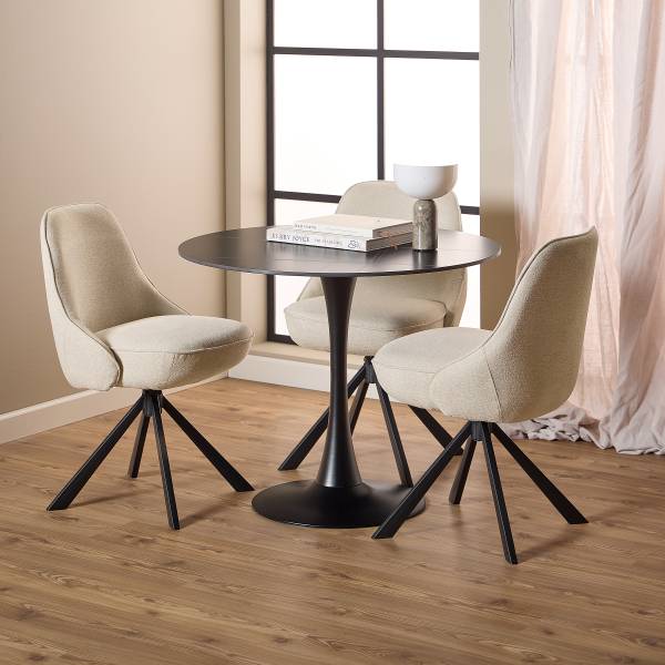Set di 2 sedie girevoli Keukeu Tessuto Aphra: beige
