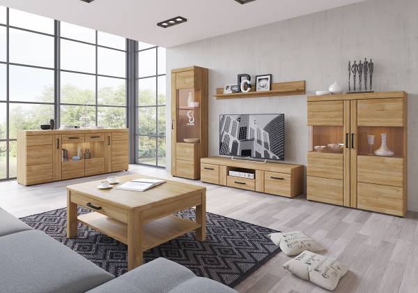 Sideboard Buscan mit Glastür Eiche Grandson Dekor - Breite: 185 cm
