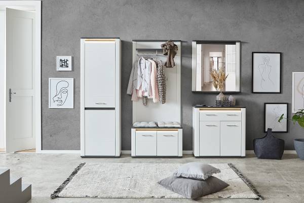 Armoire de vestiaire éclairée Georgina Blanc / Graphite