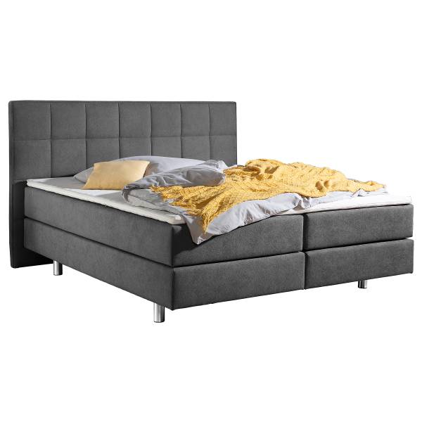 Boxspringbett Baggy Hall Microfaser - Anthrazit - 180 x 200cm - Bonellfederkernmatratze - H2