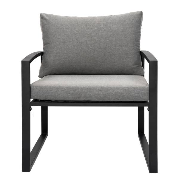Loungeset Minto 6-teilig Eisen / Webstoff - Grau / Anthrazit