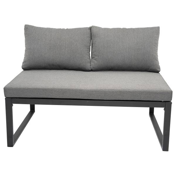 Loungeset Minto 6-teilig Eisen / Webstoff - Grau / Anthrazit