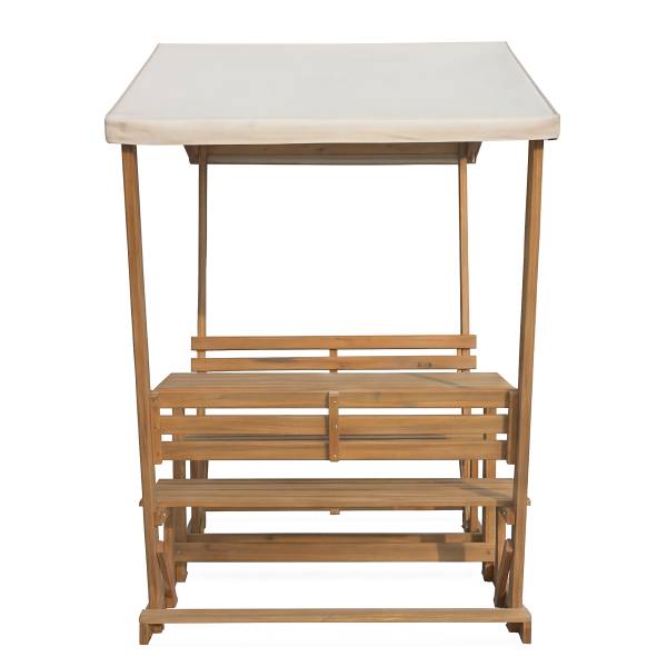 Überdachte Gartensitzgruppe Eterra Akazie massiv / Polyester - Braun