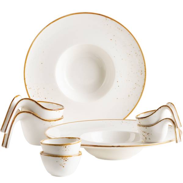 Servierschalen Pintar 8-teilig Porzellan - Weiß / Braun