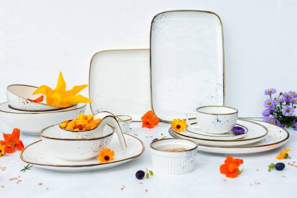 Servierschalen Pintar 8-teilig Porzellan - Weiß / Braun