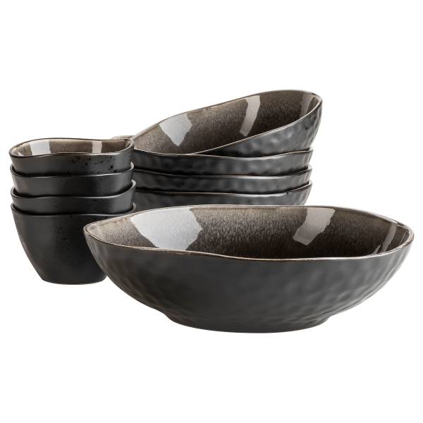 Salatschalen Niara Organic 9-teilig Keramik - Schwarz / Braun