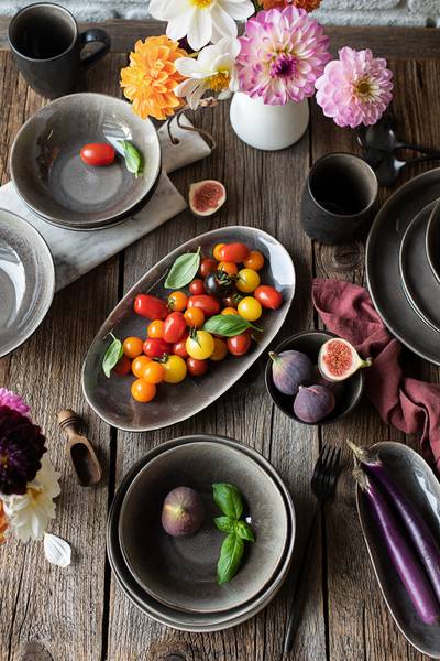 Salatschalen Niara Organic 9-teilig Keramik - Schwarz / Braun